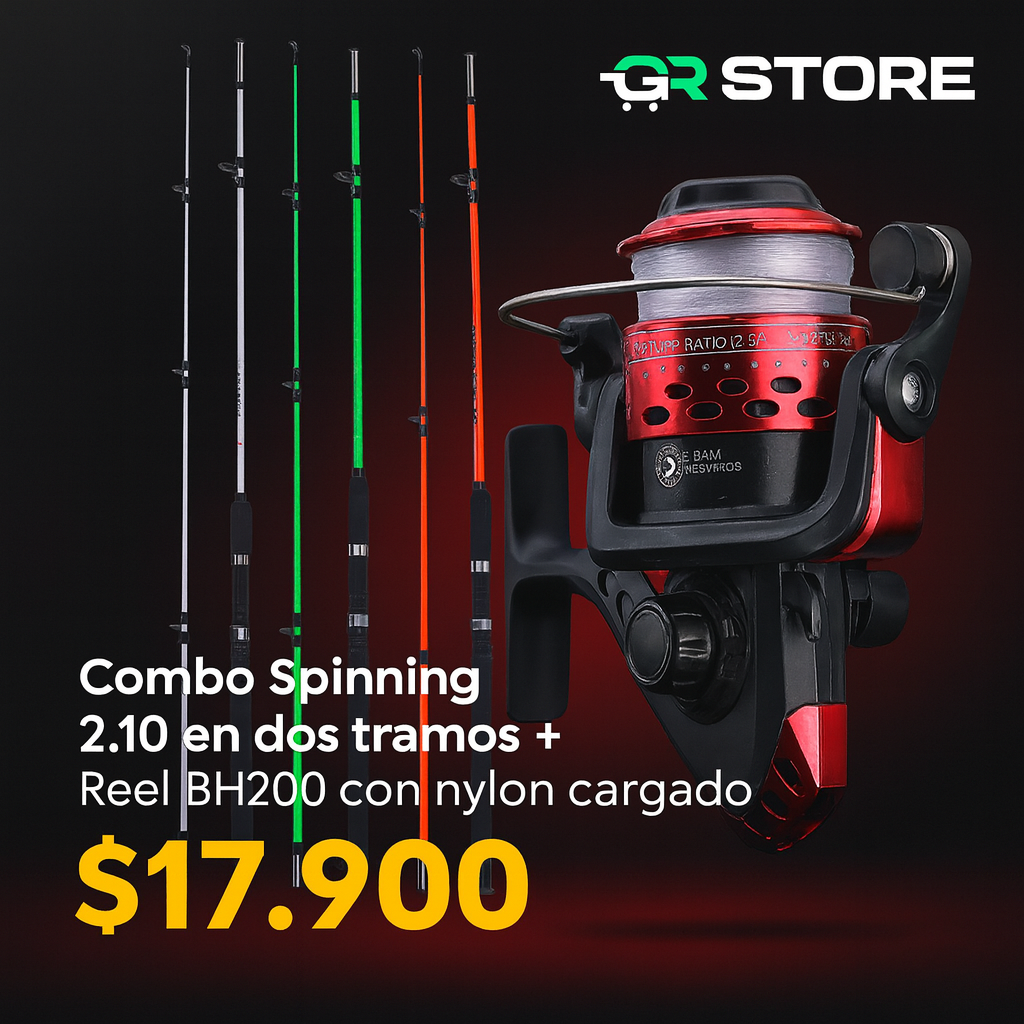 Combo Spinning 2.10 + Reel BH200 con Nylon Cargado